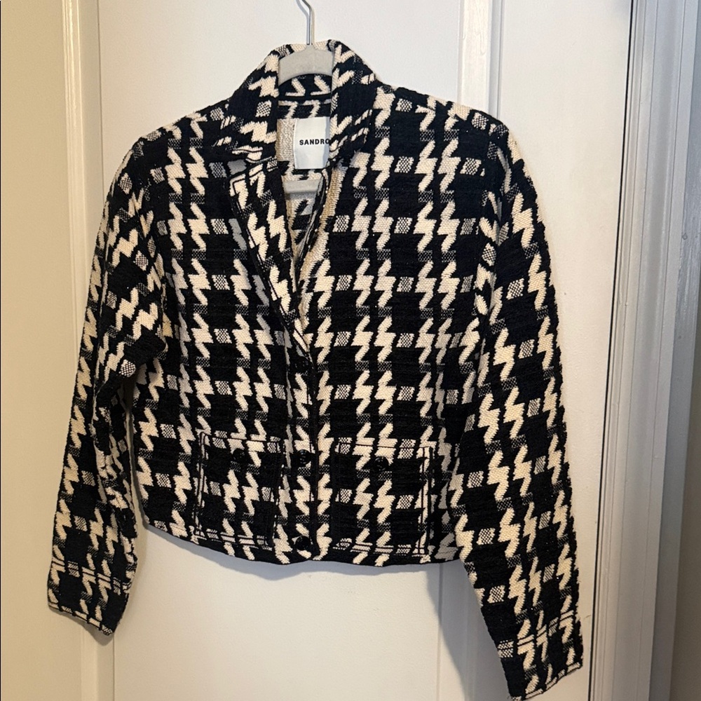 Sandro Black and White Houndstooth Jacket - Picture 2 of 4